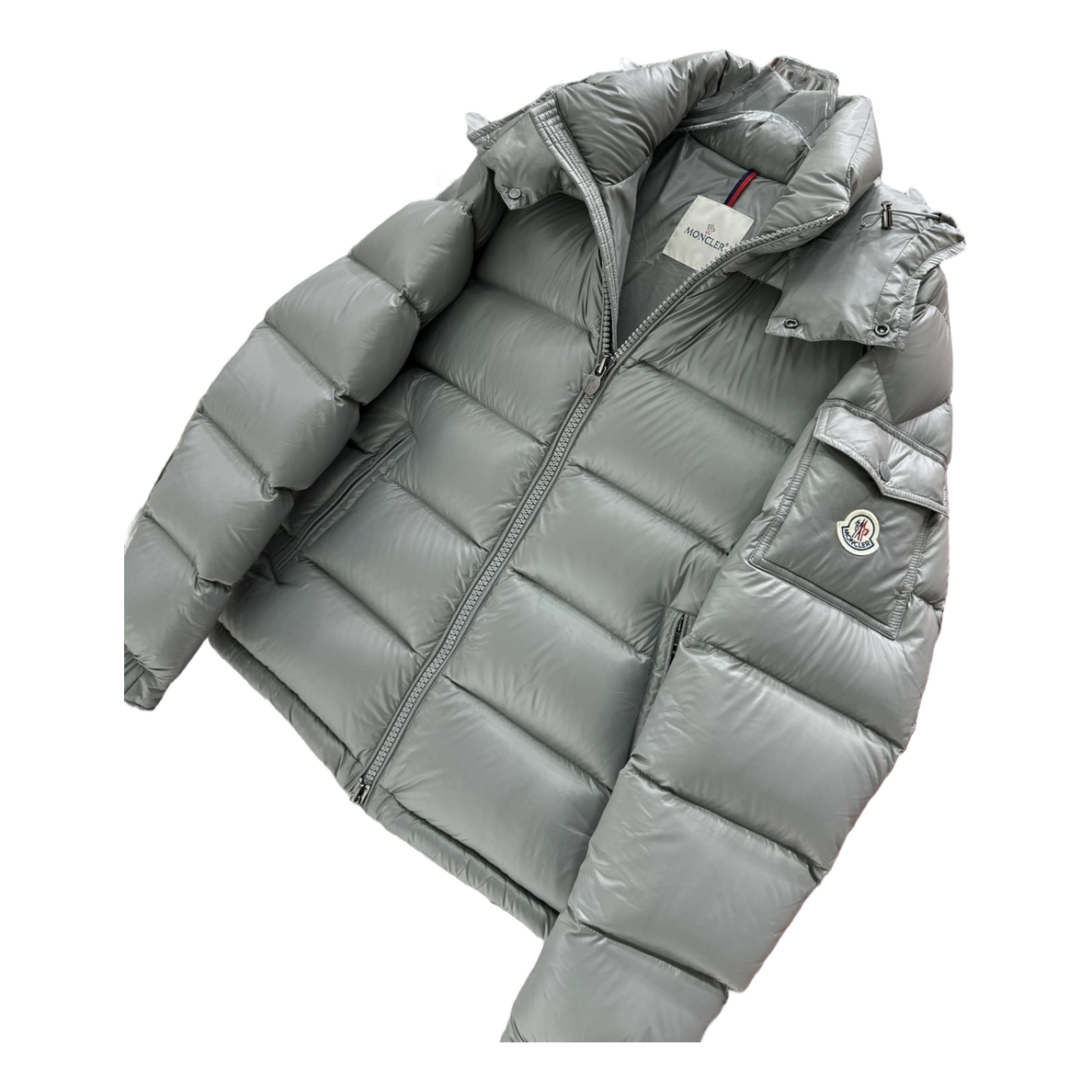 Moncler Maya Hooded Down Puffer Jacket - Gray