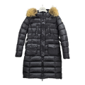 Moncler Four-Pocket Fur-Trim Hooded Long Down Coat - Black