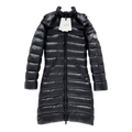 Moncler Narrow-Quilt Fur-Trim Hooded Long Down Coat - Black