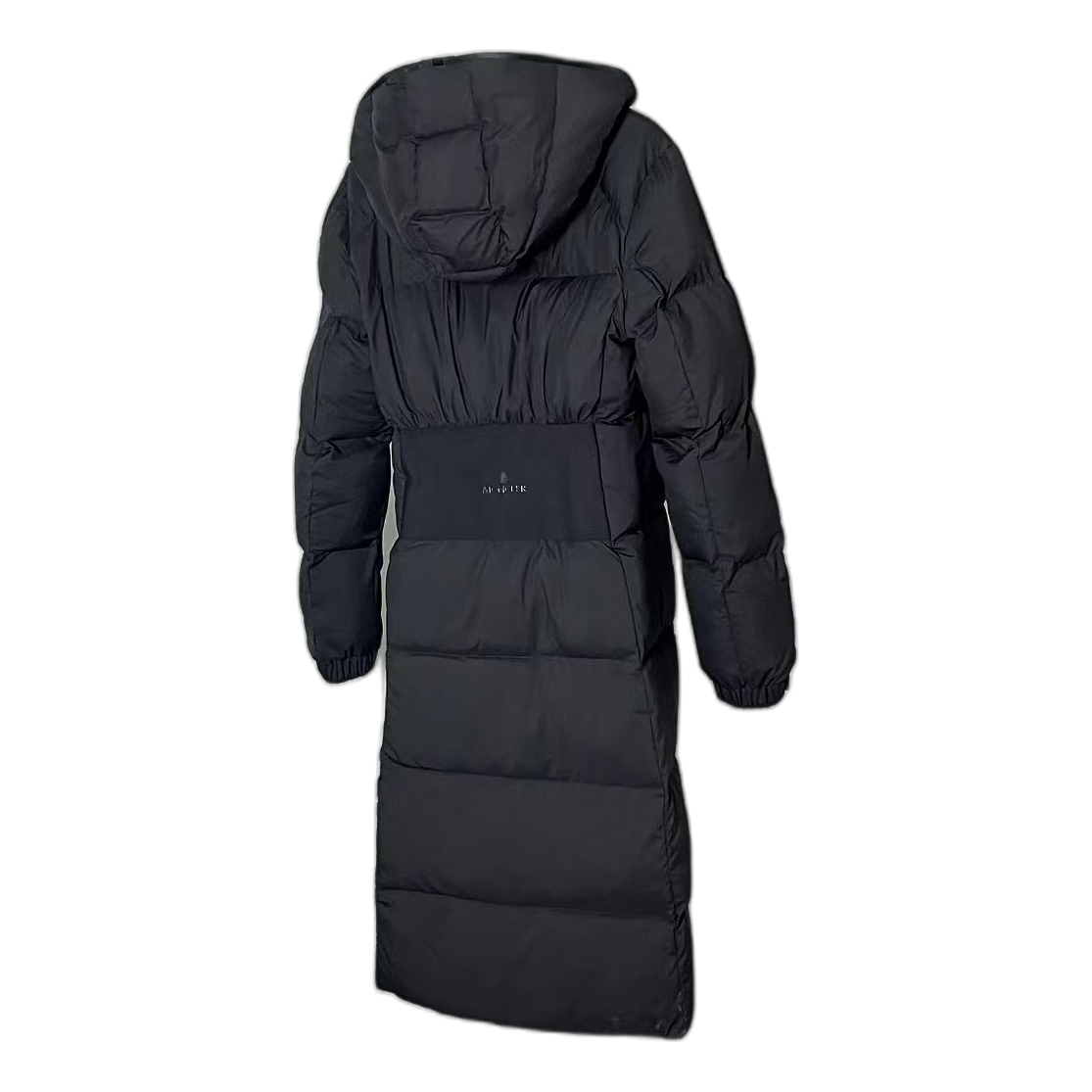 Moncler Matte Zip-Front Hooded Long Down Coat - Black