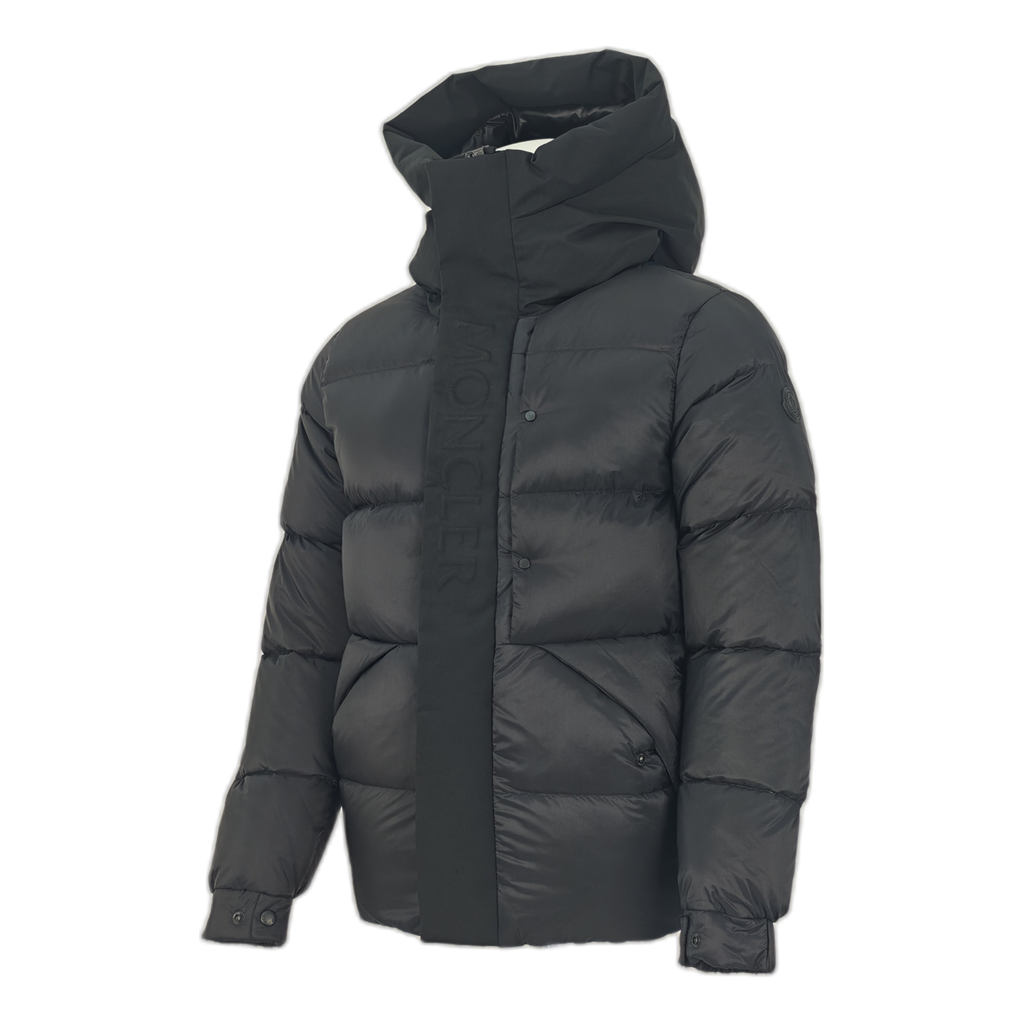 Moncler Tonal-Logo High-Collar Down Puffer Jacket - Black