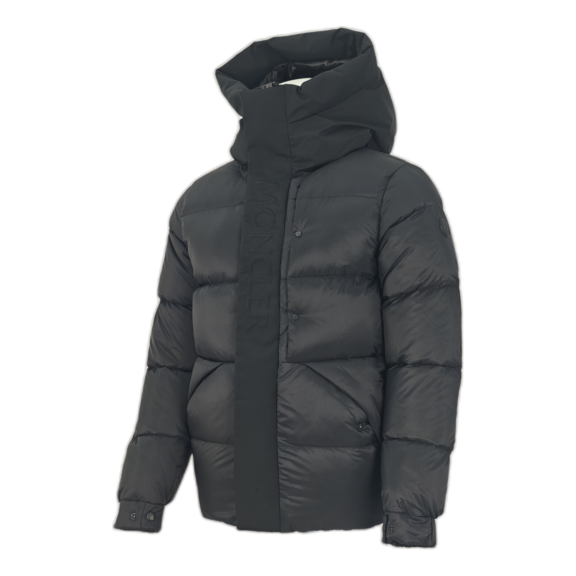 Moncler Tonal-Logo High-Collar Down Puffer Jacket - Black
