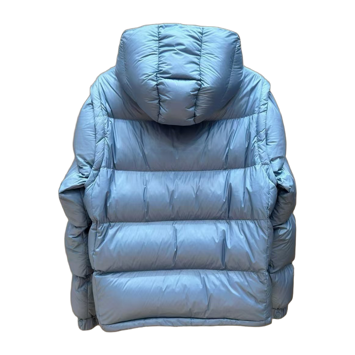 Moncler Orange-Badge Hooded Down Puffer Jacket - Ice Blue