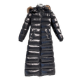 Moncler Glossy Fur-Trim Hooded Long Down Coat