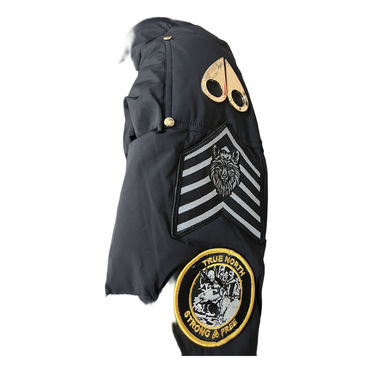 Moose Knuckles Patch-Detail Hooded Down Bomber Jacket - Black