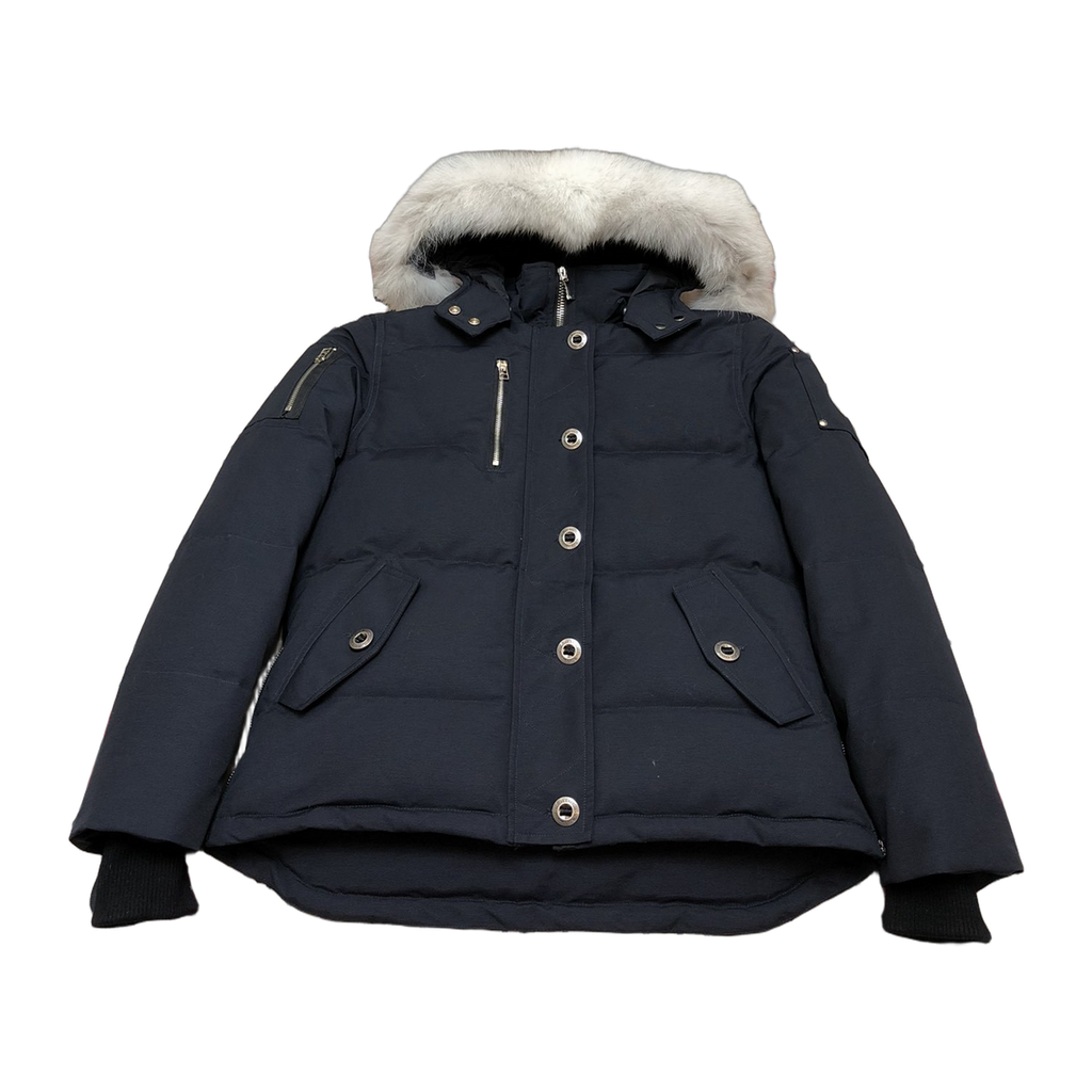 Moose Knuckles Women's Original Shearling-Trim 3Q Down Jacket - Navy