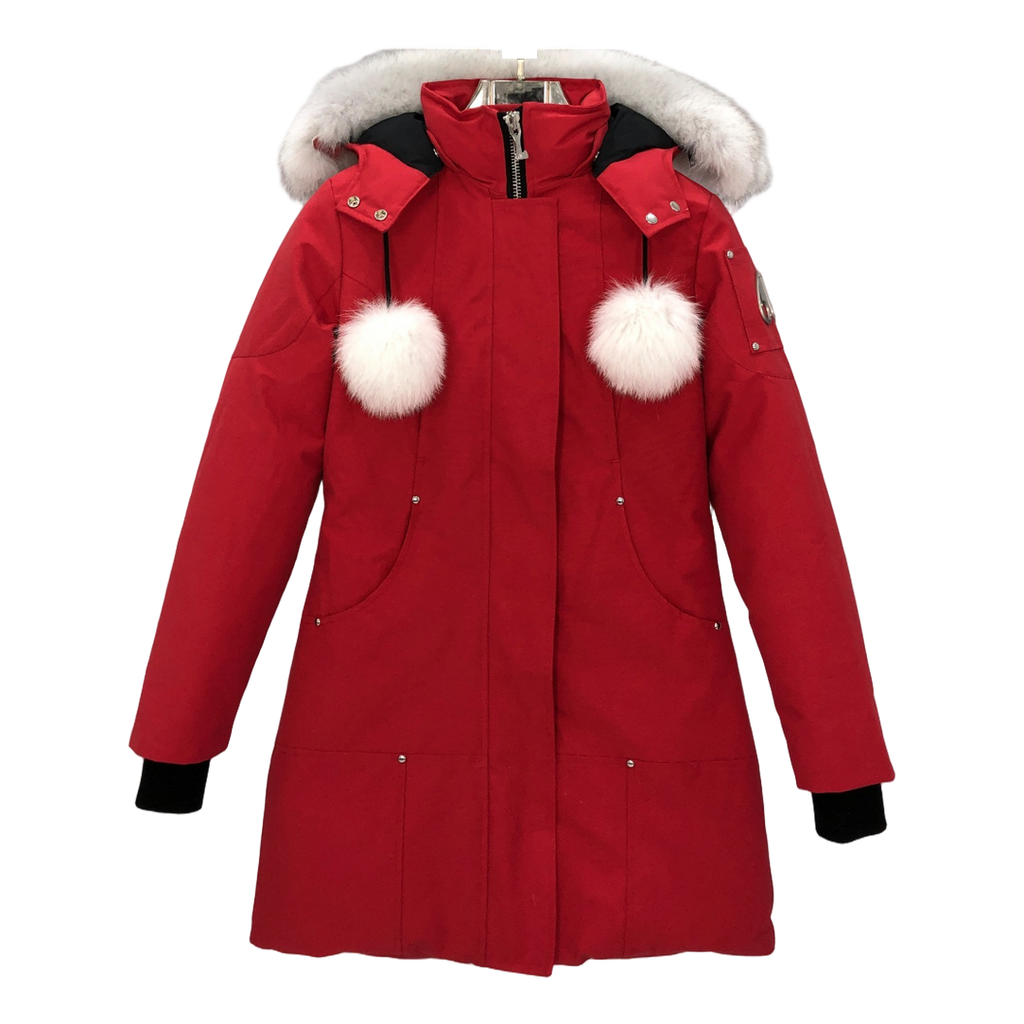 Moose Knuckles Stirling Down Parka with White Fur-Trimmed Hood