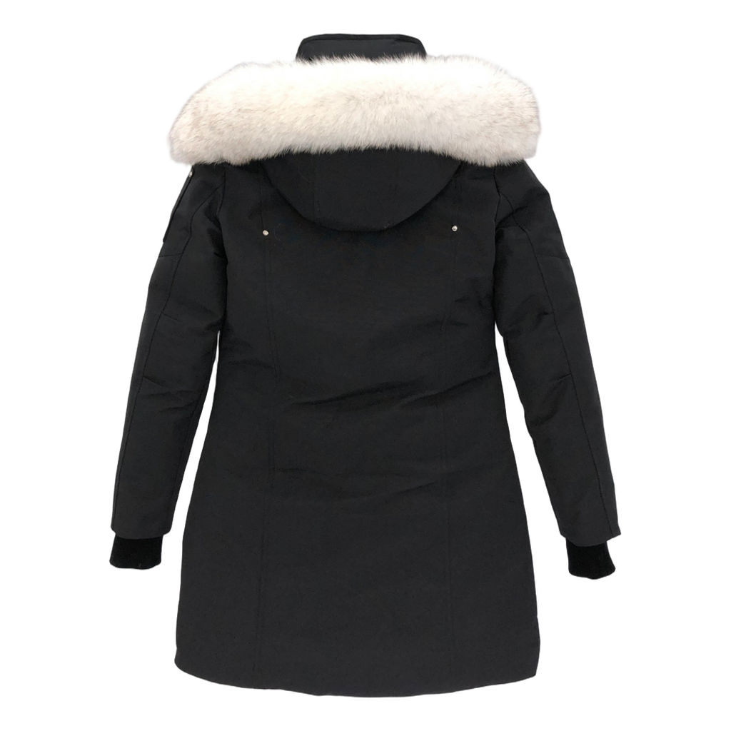 Moose Knuckles Stirling Down Parka with White Fur Trim and Pom-Pom