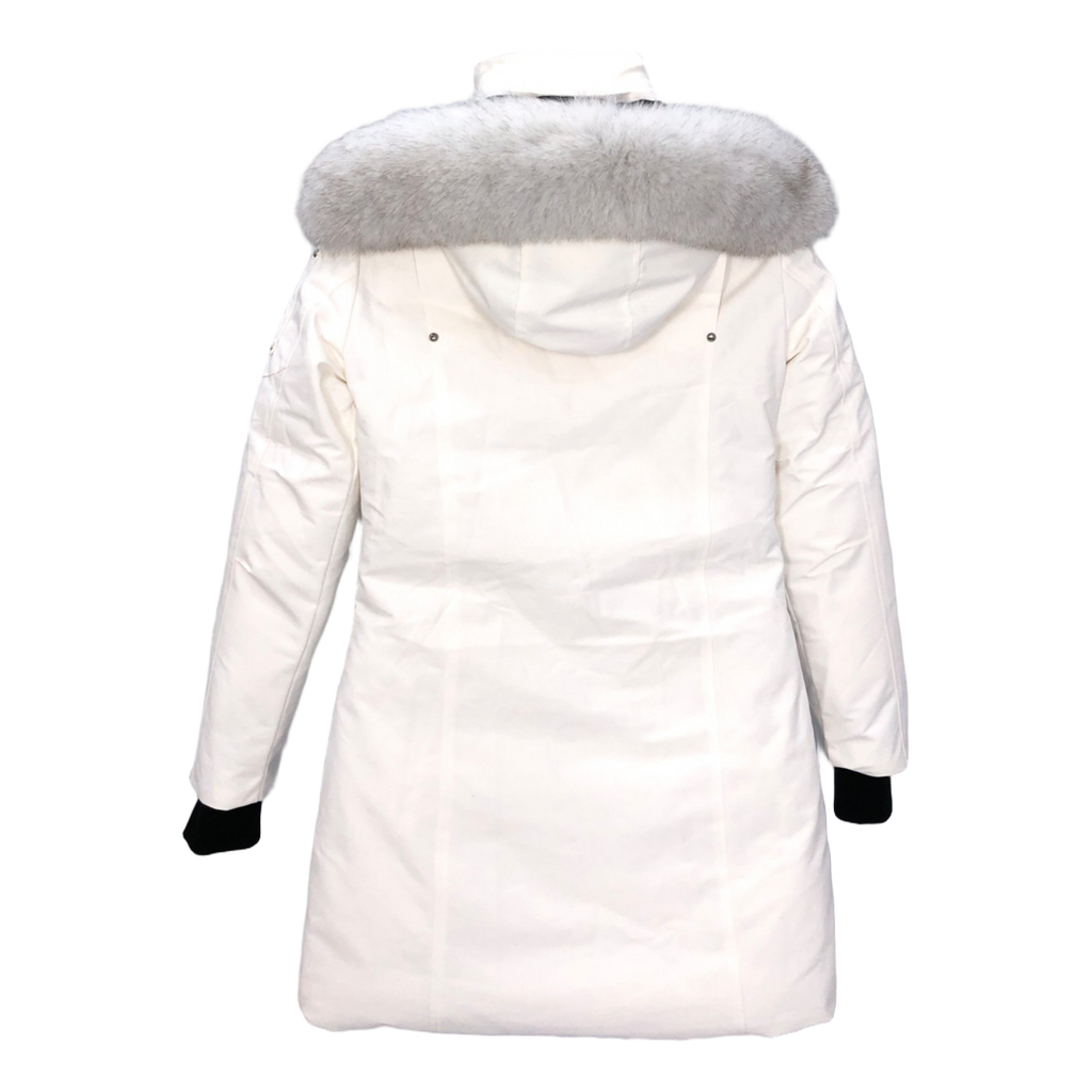 Moose Knuckles Stirling Hooded Down Parka with White Fur Trim