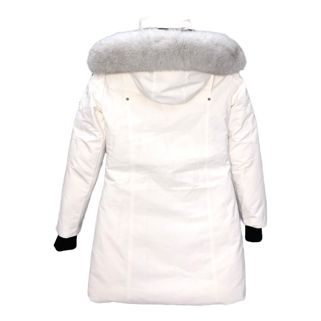 Moose Knuckles Stirling Hooded Down Parka with White Fur Trim