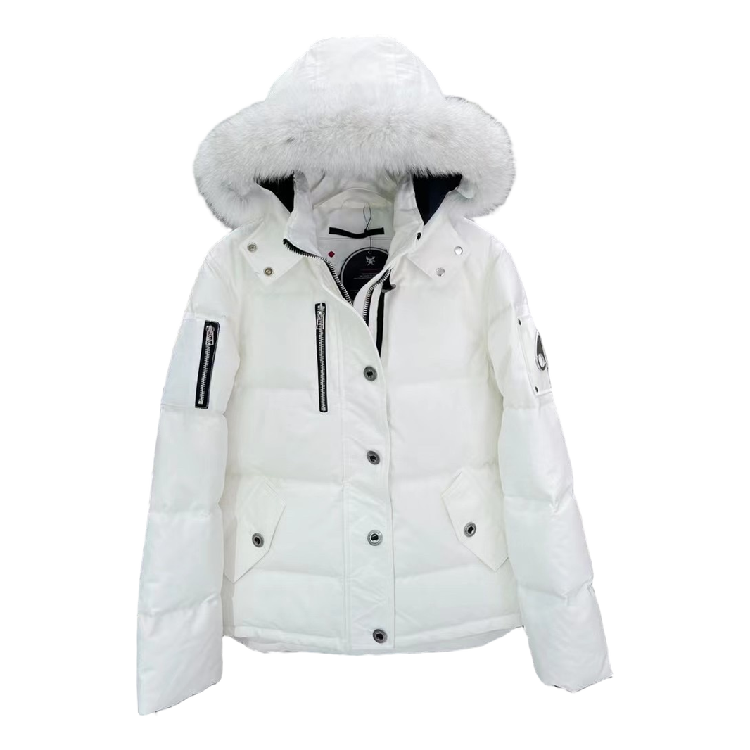Moose Knuckles Fur-Trim Hooded Down Jacket with Zip Chest Pocket
