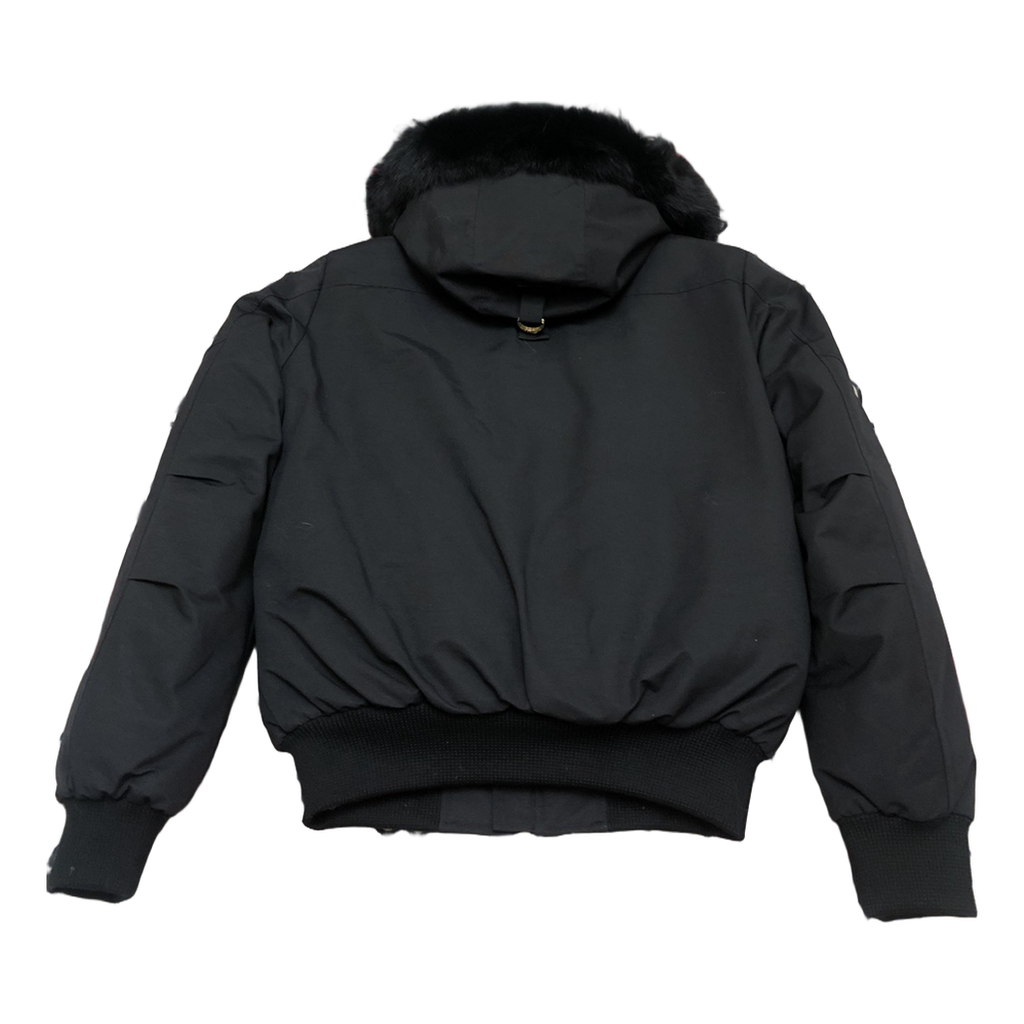 Moose Knuckles Gold Ballistic Fur-Trim Down Bomber Jacket - Black