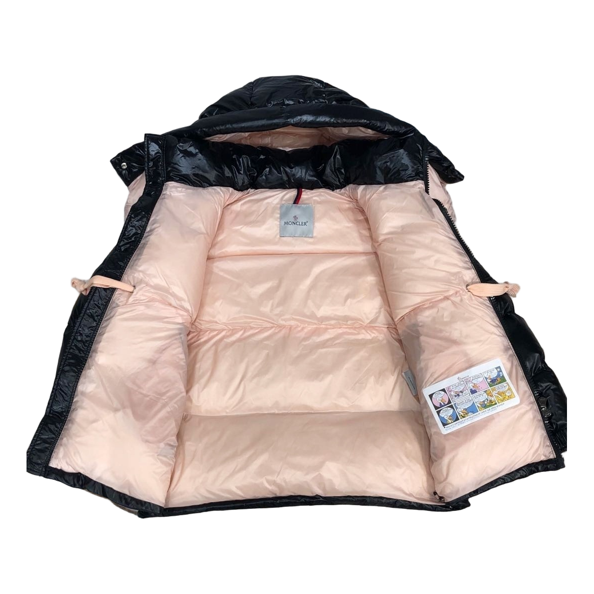 Moncler Mountain-Badge Glossy Short Down Puffer Jacket - Black